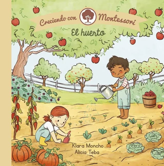 Portada de Creciendo con Montessori. Libro de cartón - El huerto